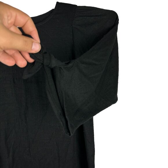 Max Studio Women's Black Cardigan Top With Tie Sleeves Size 1X - Picture 2 of 6